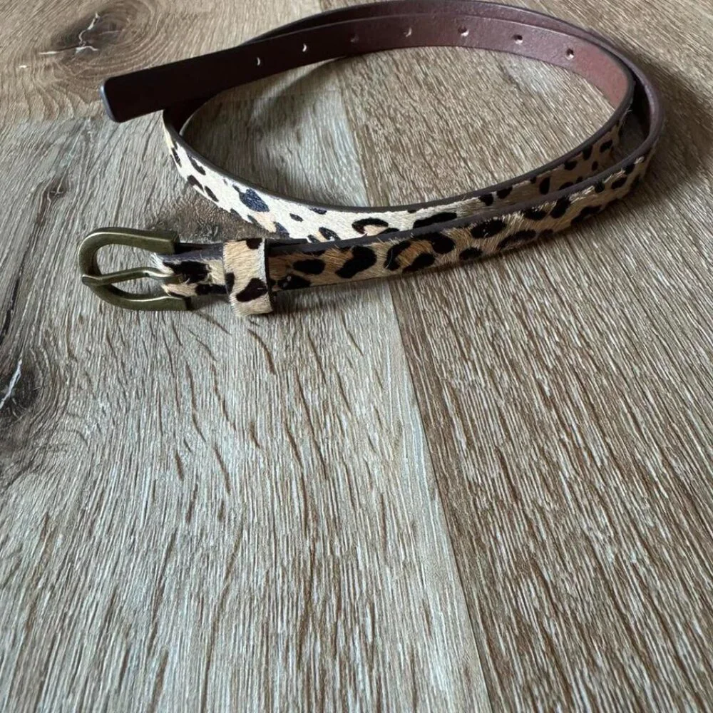 American Eagle Outfitters Leopard Genuine Leather Ponyhair Belt Womens Size XS/S